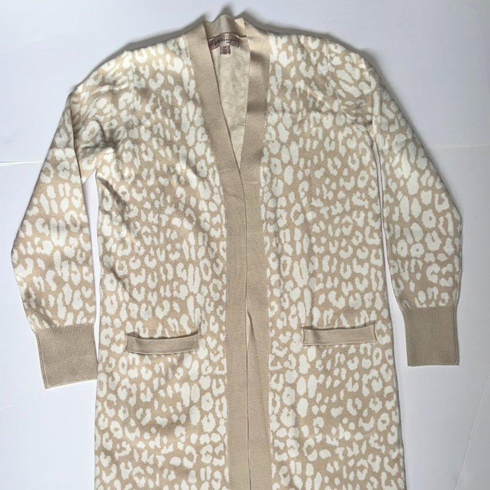 Philosophy Tan and Cream  Cardigan Duster Size Small NWOT